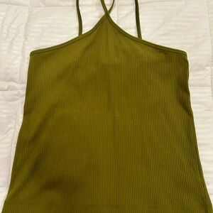 CAbi Green Sleeveless Ribbed Camisole
